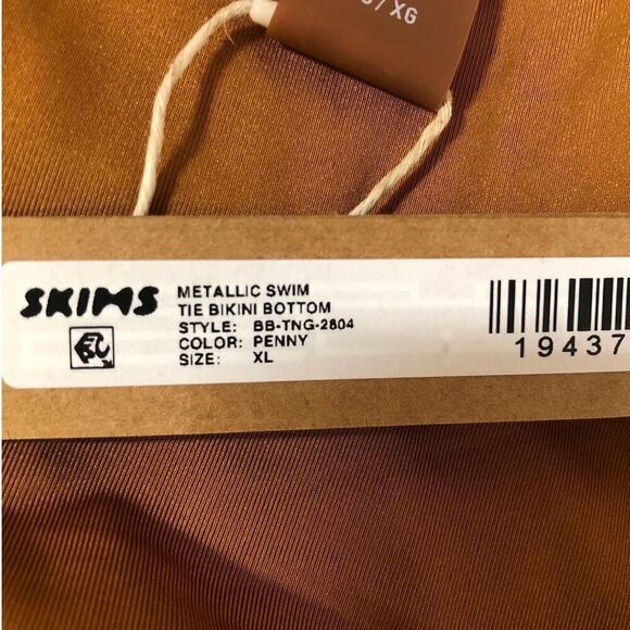 SKIMS Metallic Swim Skimpy Tie Bikini Bottom Penny NWT Size XL - Picture 10 of 11